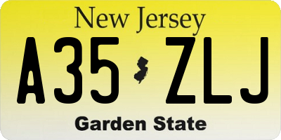 NJ license plate A35ZLJ