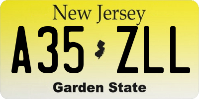 NJ license plate A35ZLL