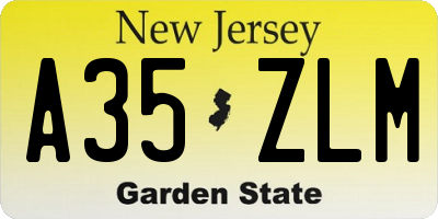 NJ license plate A35ZLM