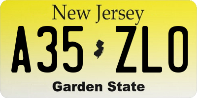 NJ license plate A35ZLO