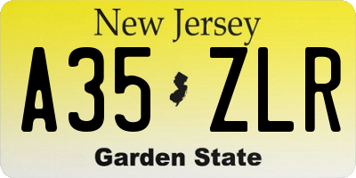 NJ license plate A35ZLR