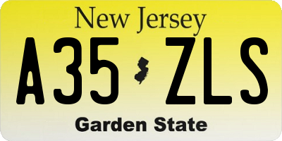 NJ license plate A35ZLS