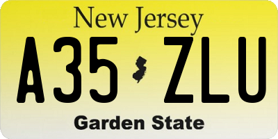 NJ license plate A35ZLU
