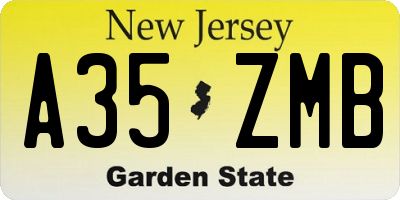 NJ license plate A35ZMB