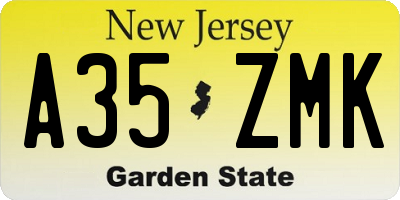 NJ license plate A35ZMK