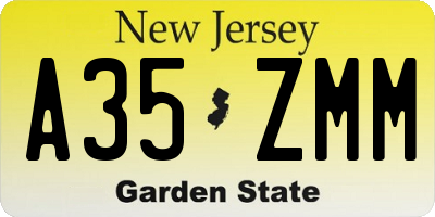 NJ license plate A35ZMM