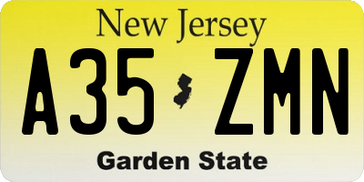NJ license plate A35ZMN