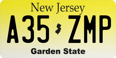 NJ license plate A35ZMP