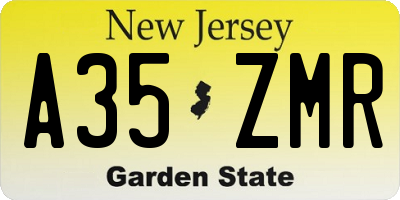 NJ license plate A35ZMR
