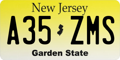 NJ license plate A35ZMS