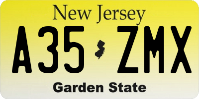 NJ license plate A35ZMX