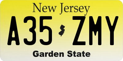 NJ license plate A35ZMY
