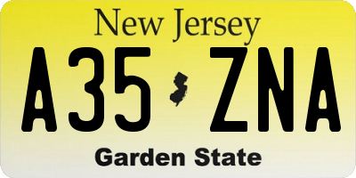 NJ license plate A35ZNA