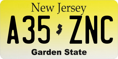 NJ license plate A35ZNC