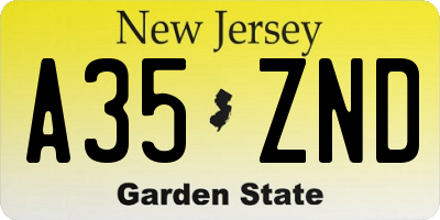 NJ license plate A35ZND