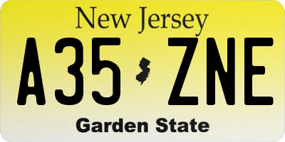 NJ license plate A35ZNE