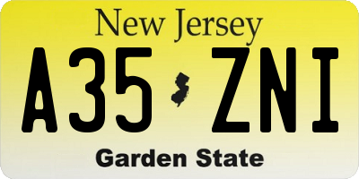 NJ license plate A35ZNI