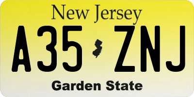 NJ license plate A35ZNJ