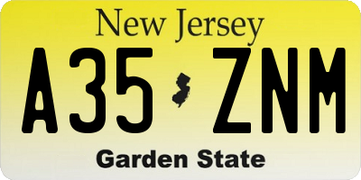 NJ license plate A35ZNM