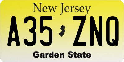 NJ license plate A35ZNQ