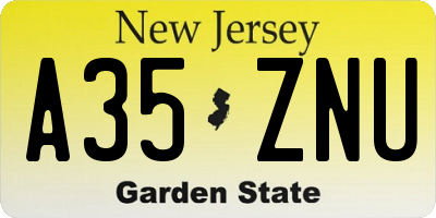 NJ license plate A35ZNU