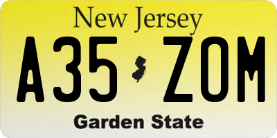 NJ license plate A35ZOM