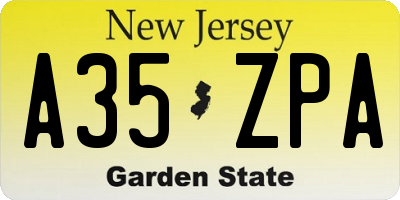 NJ license plate A35ZPA