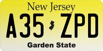 NJ license plate A35ZPD