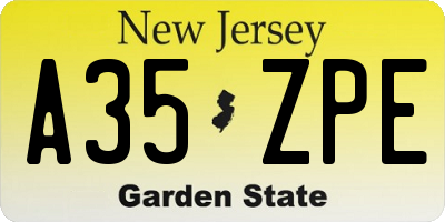 NJ license plate A35ZPE