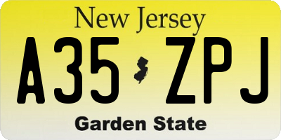 NJ license plate A35ZPJ