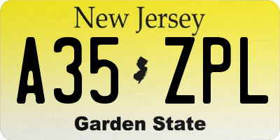 NJ license plate A35ZPL