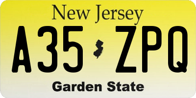 NJ license plate A35ZPQ