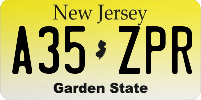 NJ license plate A35ZPR