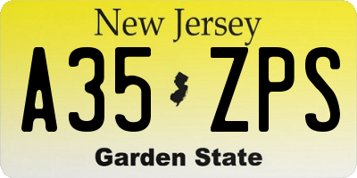 NJ license plate A35ZPS