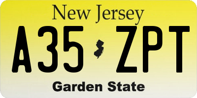 NJ license plate A35ZPT