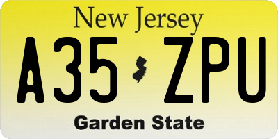 NJ license plate A35ZPU
