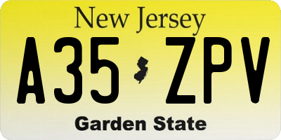 NJ license plate A35ZPV