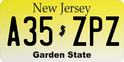 NJ license plate A35ZPZ