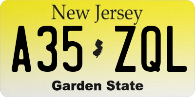 NJ license plate A35ZQL