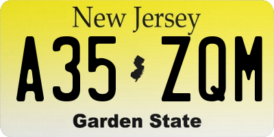 NJ license plate A35ZQM