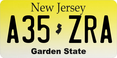 NJ license plate A35ZRA