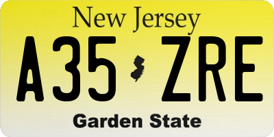 NJ license plate A35ZRE