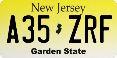 NJ license plate A35ZRF