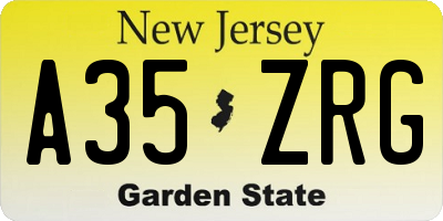 NJ license plate A35ZRG