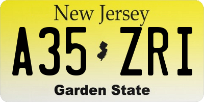 NJ license plate A35ZRI