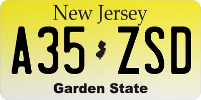 NJ license plate A35ZSD