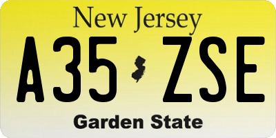 NJ license plate A35ZSE