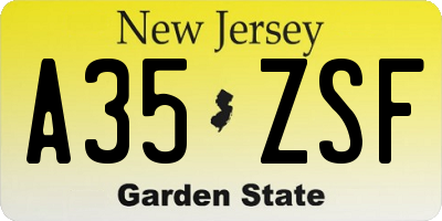 NJ license plate A35ZSF