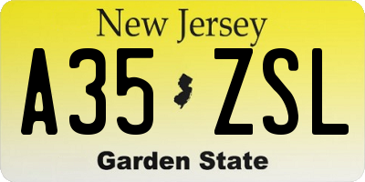 NJ license plate A35ZSL