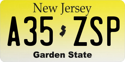 NJ license plate A35ZSP